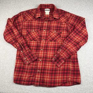 Ariat Shirt Mens Medium Red Western Flannel Heber Retro Fit Pearl Snap Cowboy